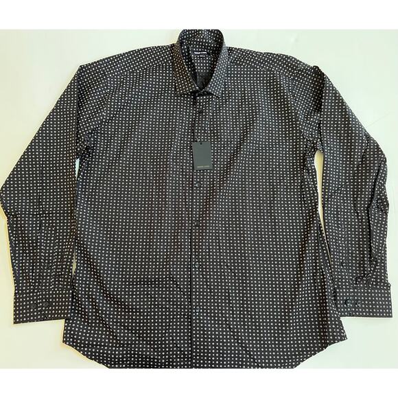 Jared Lang Men's Trim Fit Flowers Black Button-Up Shirt T-560 Size 2XL - Picture 1 of 12